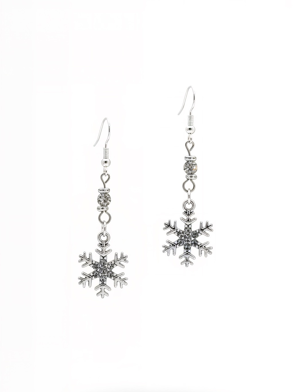Dazzling Silver Rhinestone  Snowflake Earrings